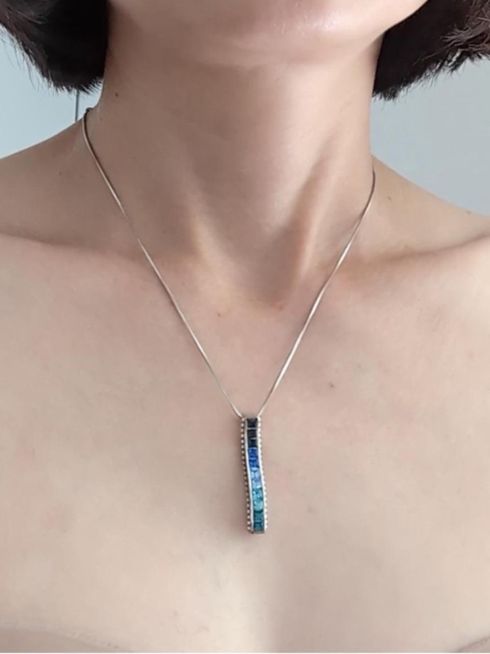 BRIGHTON SURRENDER BLUE spectrum crystals silver Necklace